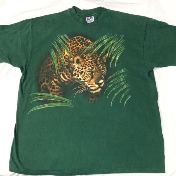 Vintage Leopard T-Shirt Single Stitched Harlequin - Picture 1 of 5